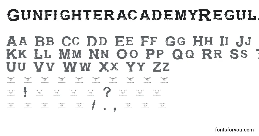 Шрифт GunfighteracademyRegular – алфавит, цифры, специальные символы