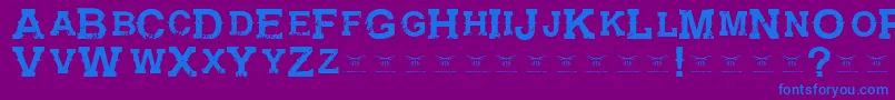 フォントGunfighteracademyRegular – 紫色の背景に青い文字