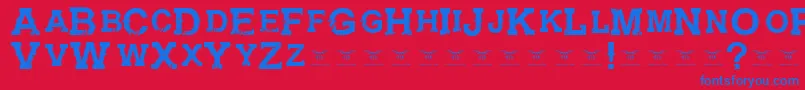 GunfighteracademyRegular-Schriftart – Blaue Schriften auf rotem Hintergrund