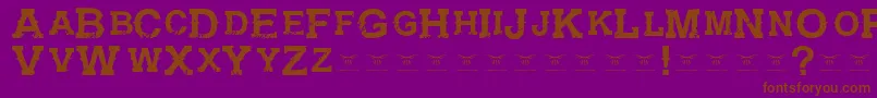 フォントGunfighteracademyRegular – 紫色の背景に茶色のフォント