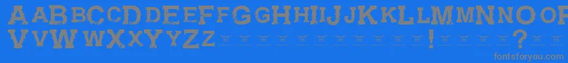 フォントGunfighteracademyRegular – 青い背景に灰色の文字