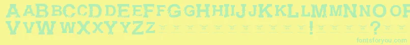 GunfighteracademyRegular Font – Green Fonts on Yellow Background