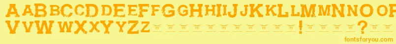 GunfighteracademyRegular-Schriftart – Orangefarbene Schriften auf gelbem Hintergrund