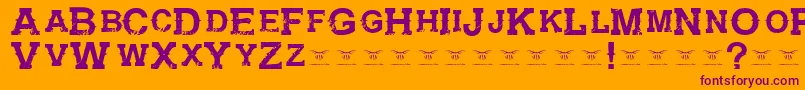 GunfighteracademyRegular-Schriftart – Violette Schriften auf orangefarbenem Hintergrund