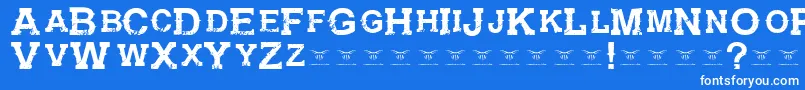 GunfighteracademyRegular-fontti – valkoiset fontit sinisellä taustalla