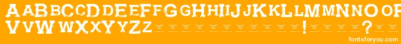 GunfighteracademyRegular-Schriftart – Weiße Schriften auf orangefarbenem Hintergrund