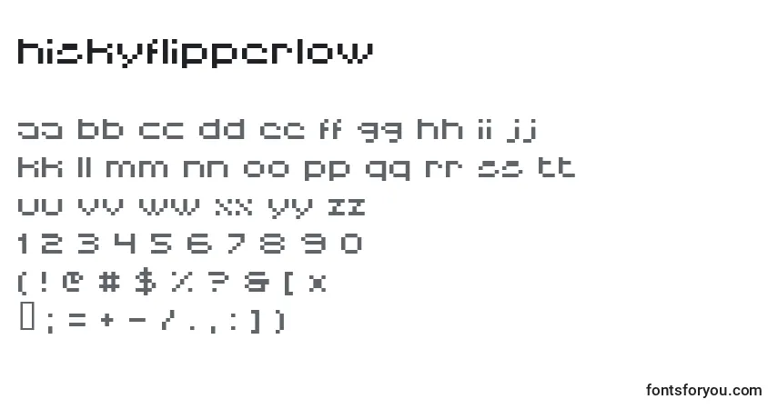 Hiskyflipperlow-fontti – aakkoset, numerot, erikoismerkit