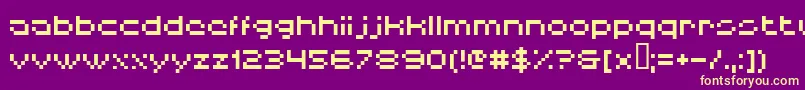 フォントHiskyflipperlow – 紫の背景に黄色のフォント