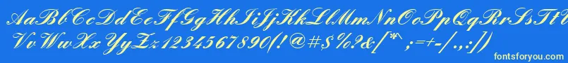 EnglischeschtBold Font – Yellow Fonts on Blue Background