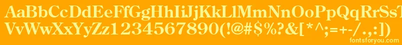 AgCenturyOldStyleCyrBold-fontti – keltaiset fontit oranssilla taustalla