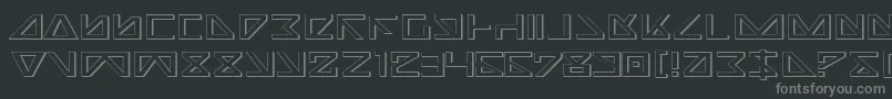 NickTurboExpanded3D-fontti – harmaat kirjasimet mustalla taustalla