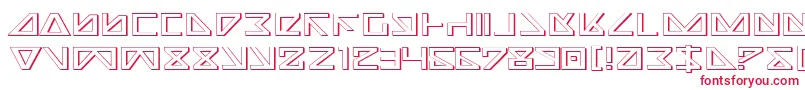 NickTurboExpanded3D-fontti – punaiset fontit valkoisella taustalla