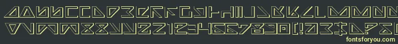 フォントNickTurboExpanded3D – 黒い背景に黄色の文字