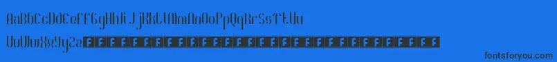 RoyaltyCode-Schriftart – Schwarze Schriften auf blauem Hintergrund