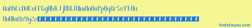 フォントRoyaltyCode – 青い文字が黄色の背景にあります。