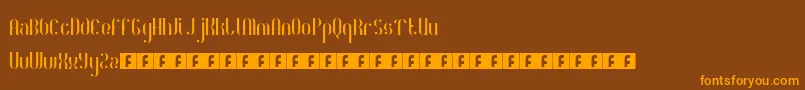 RoyaltyCode-Schriftart – Orangefarbene Schriften auf braunem Hintergrund