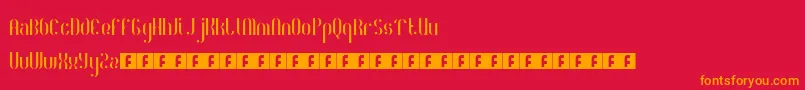 RoyaltyCode-Schriftart – Orangefarbene Schriften auf rotem Hintergrund