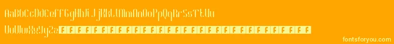 RoyaltyCode-Schriftart – Gelbe Schriften auf orangefarbenem Hintergrund