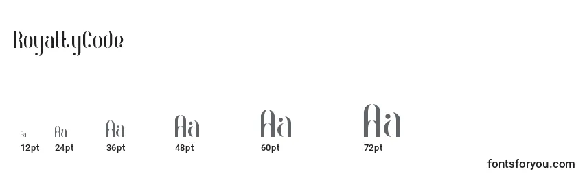 RoyaltyCode Font Sizes