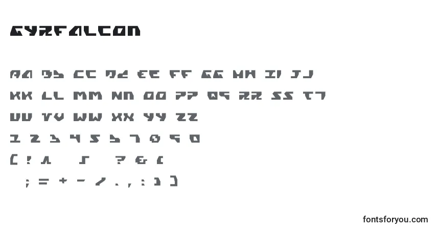 Шрифт Gyrfalcon – алфавит, цифры, специальные символы