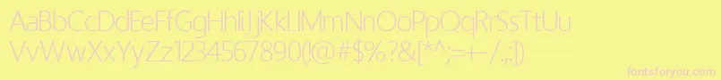 HomizioNovaLight-fontti – vaaleanpunaiset fontit keltaisella taustalla