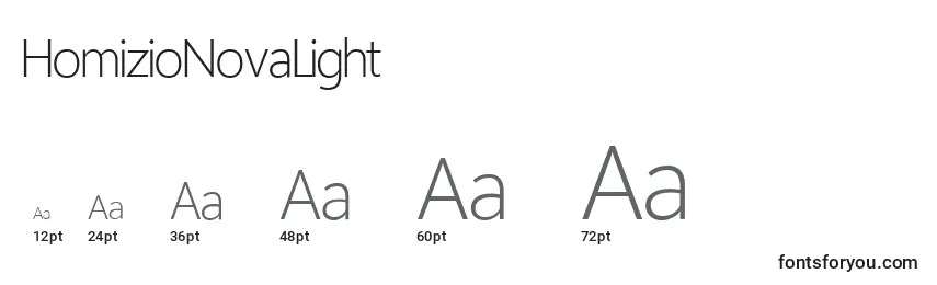 HomizioNovaLight Font Sizes