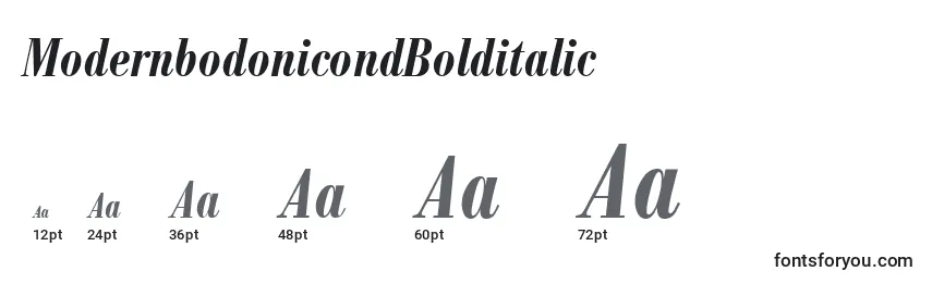 Размеры шрифта ModernbodonicondBolditalic