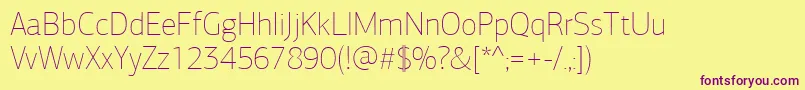 PfagorasansproXthin Font – Purple Fonts on Yellow Background
