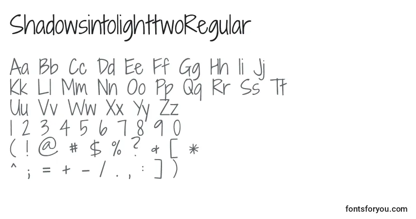 Шрифт ShadowsintolighttwoRegular – алфавит, цифры, специальные символы