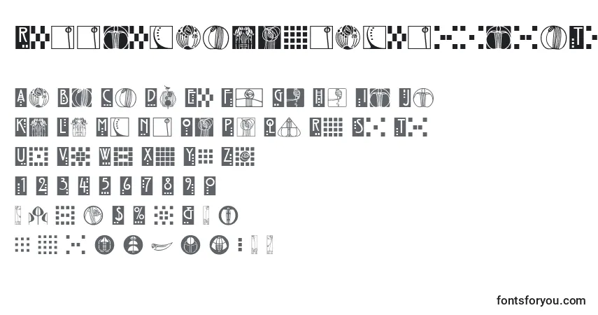 Schriftart RenniemackornamentsitcTt – Alphabet, Zahlen, spezielle Symbole