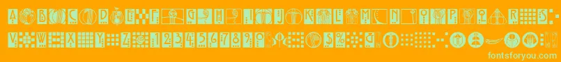 RenniemackornamentsitcTt-Schriftart – Grüne Schriften auf orangefarbenem Hintergrund