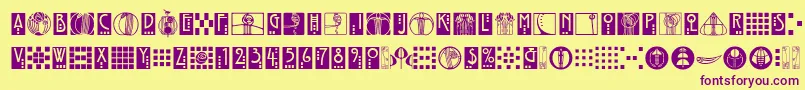 RenniemackornamentsitcTt Font – Purple Fonts on Yellow Background