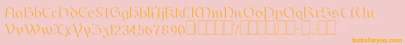 Dundalkembossed-Schriftart – Orangefarbene Schriften auf rosa Hintergrund