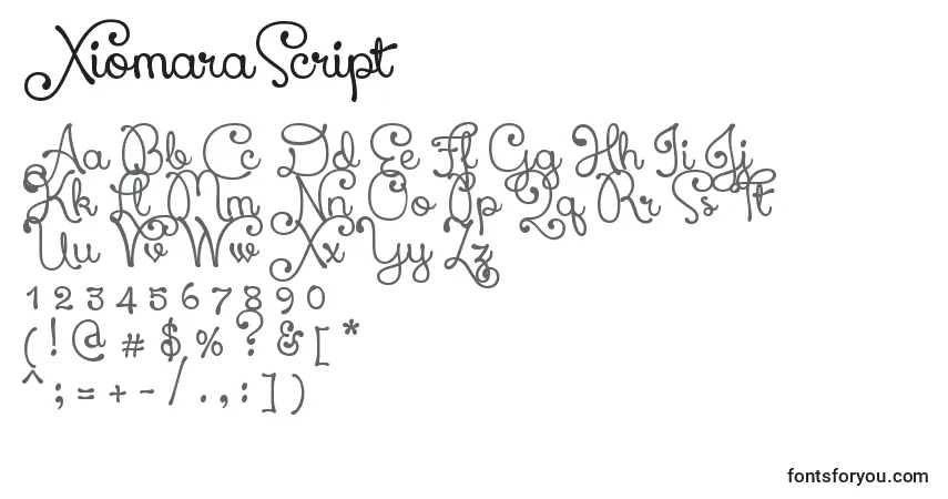 Schriftart XiomaraScript – Alphabet, Zahlen, spezielle Symbole