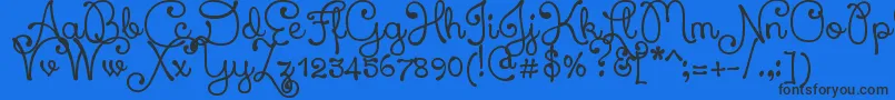 XiomaraScript-fontti – mustat fontit sinisellä taustalla