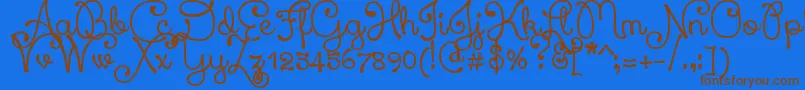 XiomaraScript-Schriftart – Braune Schriften auf blauem Hintergrund