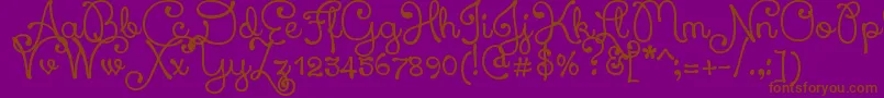 XiomaraScript-Schriftart – Braune Schriften auf violettem Hintergrund