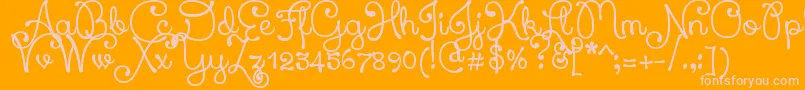 Saiba mais sobre a fonte XiomaraScript Fonte XiomaraScript – fontes rosa em um fundo laranja
