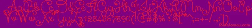 XiomaraScript-Schriftart – Rote Schriften auf violettem Hintergrund