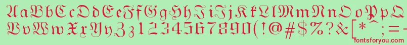 フォントGothicg – 赤い文字の緑の背景