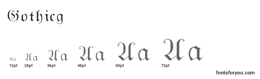 Размеры шрифта Gothicg