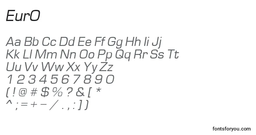 Schriftart EurO – Alphabet, Zahlen, spezielle Symbole