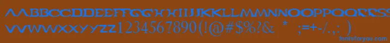 フォントCabal – 茶色の背景に青い文字