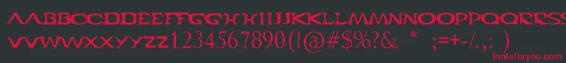 フォントCabal – 黒い背景に赤い文字