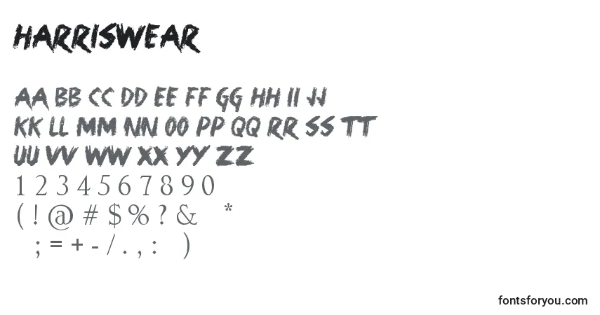 Czcionka HarrisWear – alfabet, cyfry, specjalne znaki