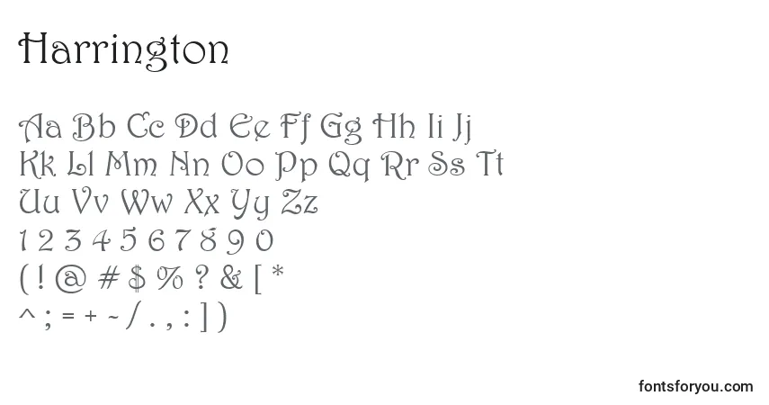 Harrington Font – alphabet, numbers, special characters