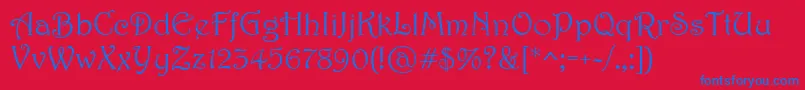 Harrington Font – Blue Fonts on Red Background