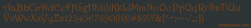 Weitere Informationen zur Harrington-Schriftart Harrington-Schriftart – Braune Schriften auf schwarzem Hintergrund