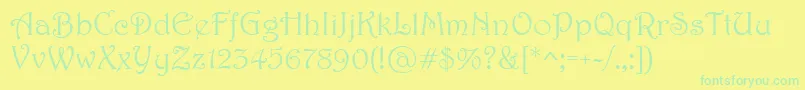 Więcej informacji o czcionce Harrington Czcionka Harrington – zielone czcionki na żółtym tle