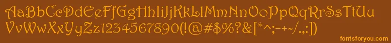 Harrington Font – Orange Fonts on Brown Background